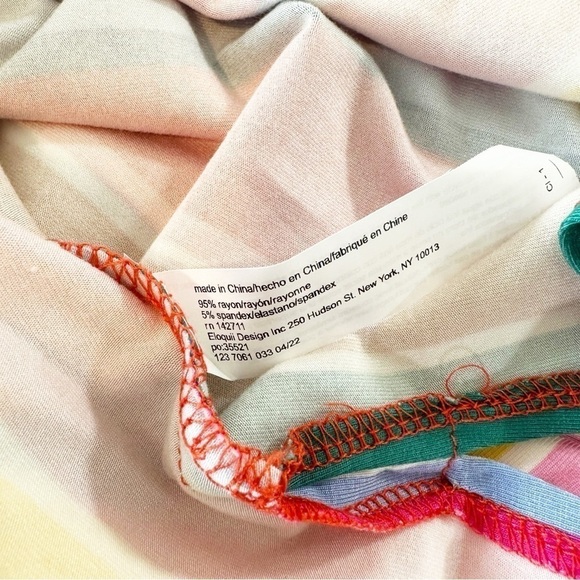 Eloquii Womens 16 Rainbow Striped Stretch Jersey Tie Front Dress New - Picture 5 of 8